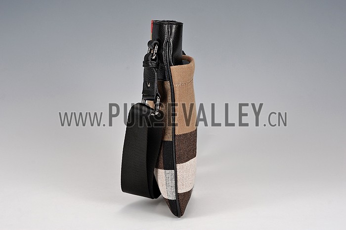 Burberry Man Canvas Check Crossbody Bag Black 608272