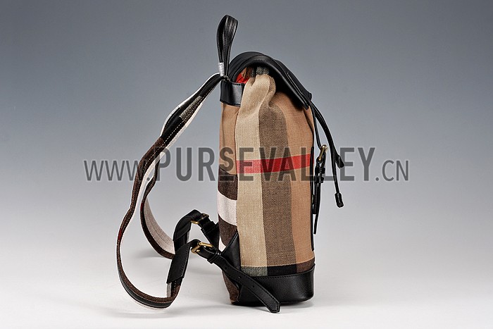 Burberry Man Canvas Check Backpack Saddle Black 608274