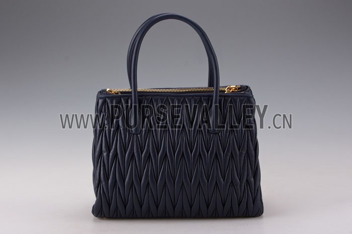 Miu Miu Nappa Leather Three-Pocket Bag Dark Blue