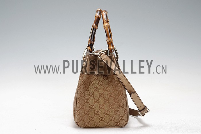 Gucci Bamboo Shopper Leather Small Tote Gold 607316