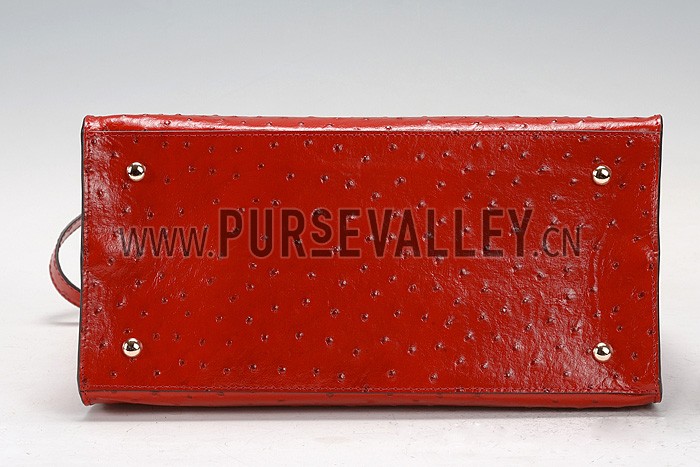 Gucci Red Ostrich Leather Work Bag 607335