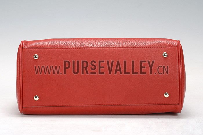 Gucci Bamboo Shopper Leather Small Tote Red 607320