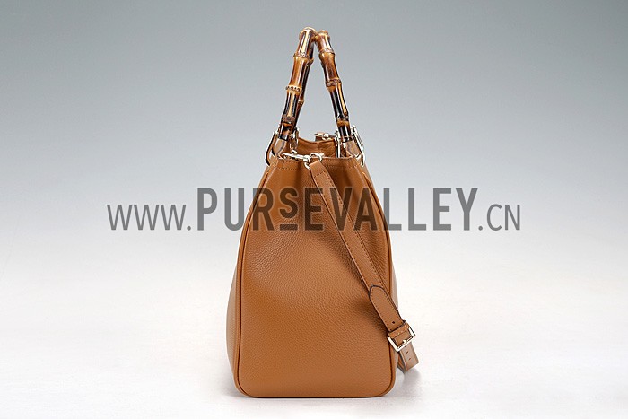 Gucci Bamboo Shopper Leather Tote Tan 607313