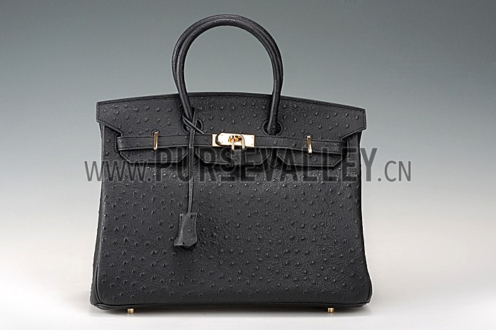 Hermes Birkin 35 Black Ostrich Leather 607482
