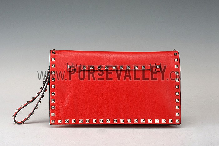 Valentino Rockstud Clutch Red 607530