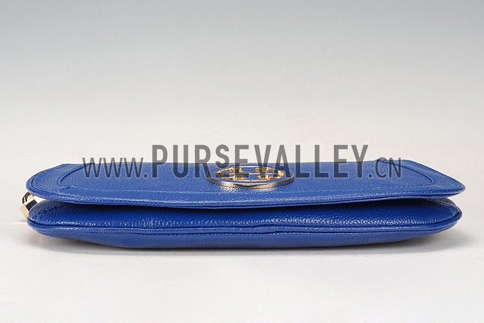 Tory Burch Amanda Logo Clutch Dark Blue 607611