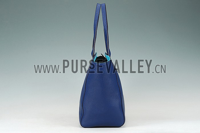 Gucci Swing Leather Tote Dark Blue Medium 607683