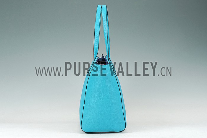 Gucci Swing Leather Tote Light Blue Medium 607684