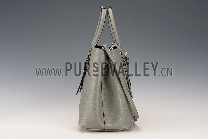 Prada Saffiano Double Tote Grey