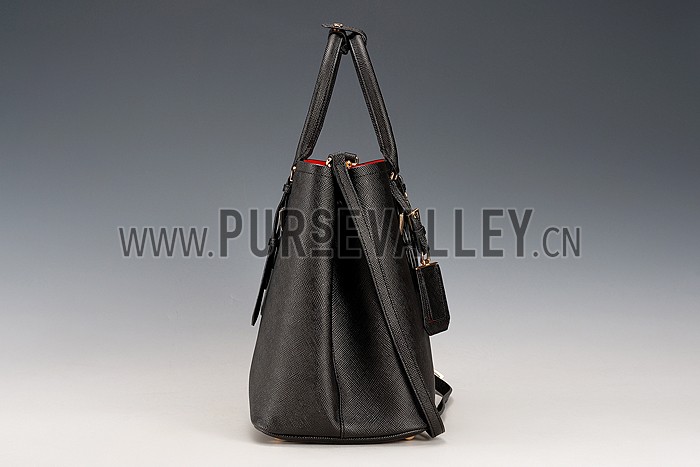 Prada Saffiano Double Tote Black
