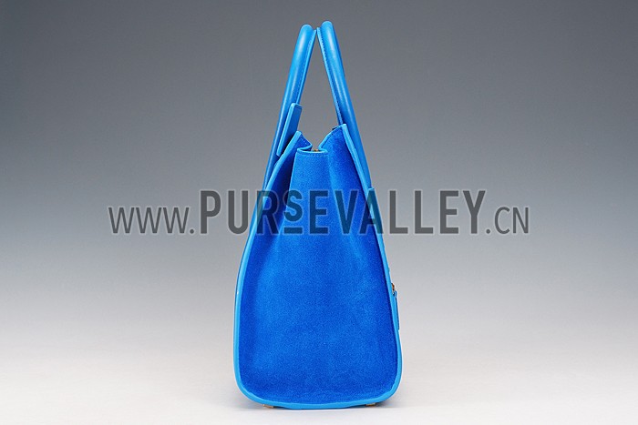 Celine Mini Luggage Blue Leather/Suede Leather