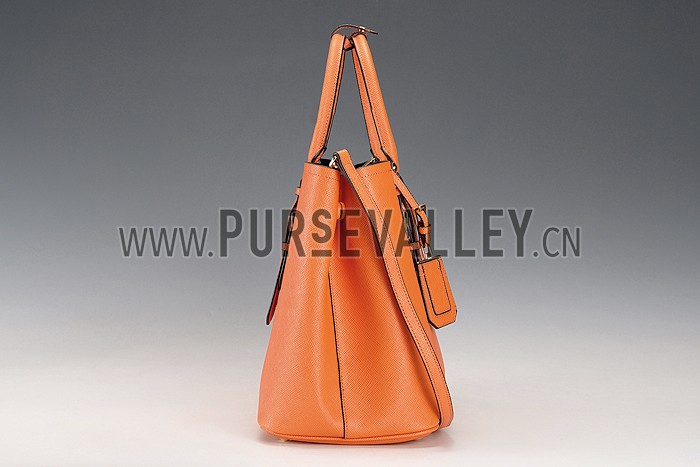 Prada Saffiano Double Tote Orange