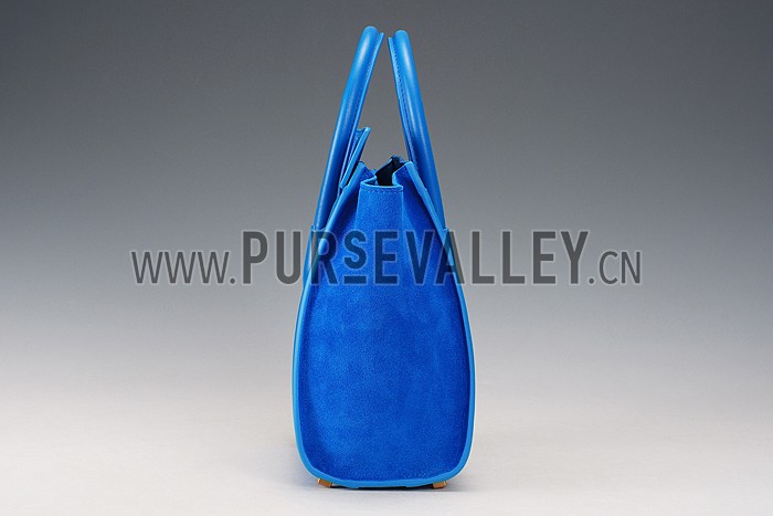 Celine Micro Luggage Blue Leather/Suede Leather