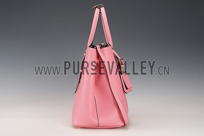 Prada Saffiano Double Tote Pink