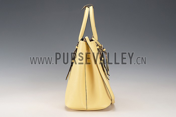Prada Saffiano Double Tote Yellow