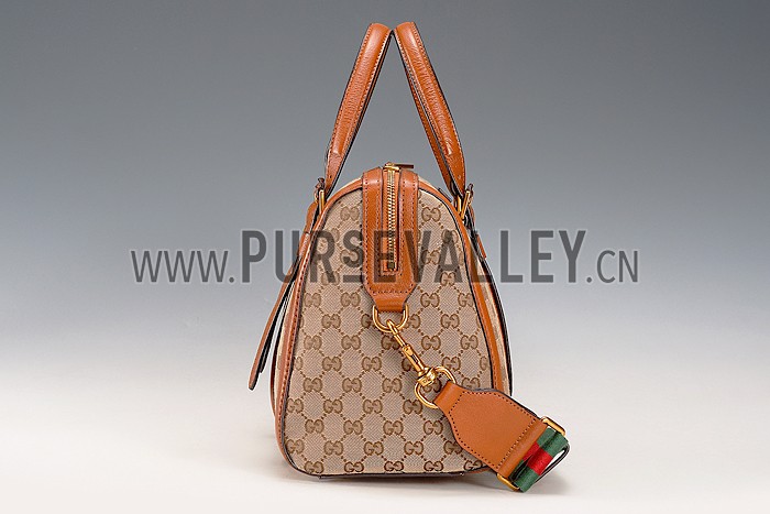 Gucci Lady Web GG Canvas Boston Bag Brown