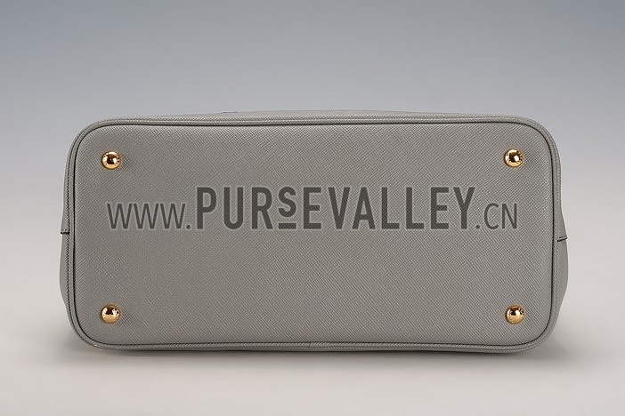 Prada Saffiano Double Tote Grey