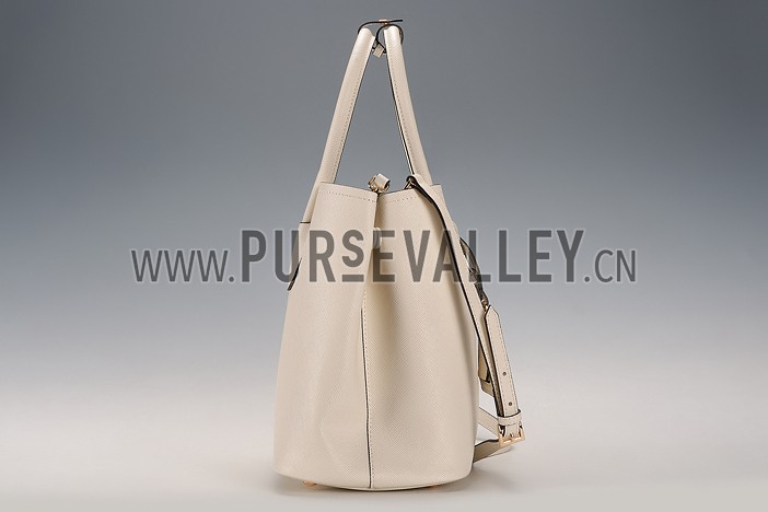 Prada Saffiano Double Tote White