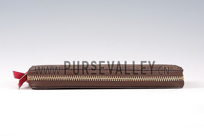 Louis Vuitton Monogram Canvas Zippy Wallet With Rose Leather Zipper Pull 608253