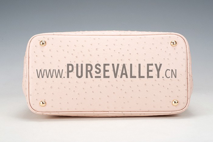 Prada Double Tote Ostrich Leather Bag Light Pink