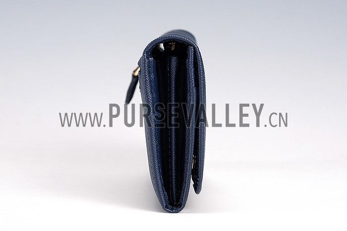 Prada Saffiano Leather Dark Blue Wallet