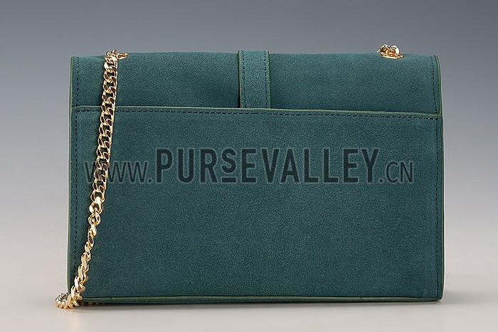 Saint Laurent Medium Fringed Suede Leather Satchel Green