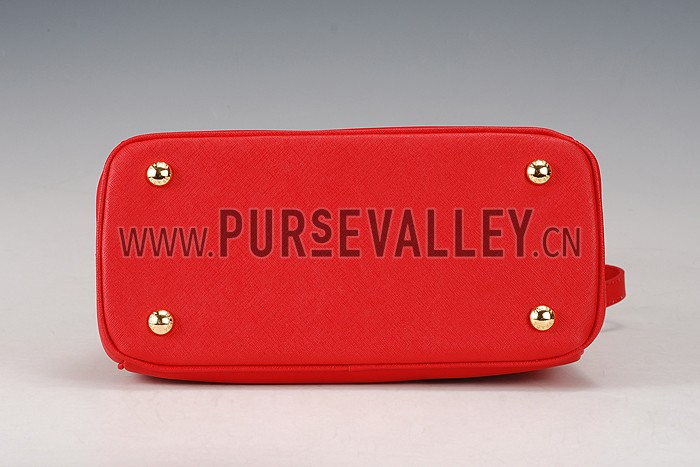 Prada Saffiano Small Crocodile Leather Black And Red Bag