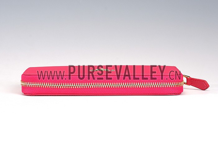 Prada Saffiano Leather Zip Around Rose Wallet