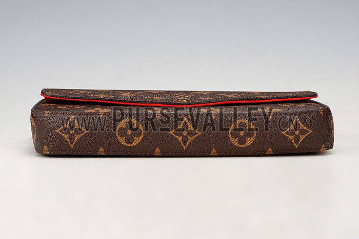 Louis Vuitton Monogram Felicie Chain Wallet Red 18926650