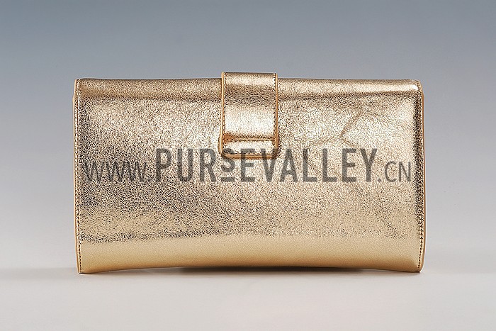 YSL Classic Y Clutch Gold Leather 608317