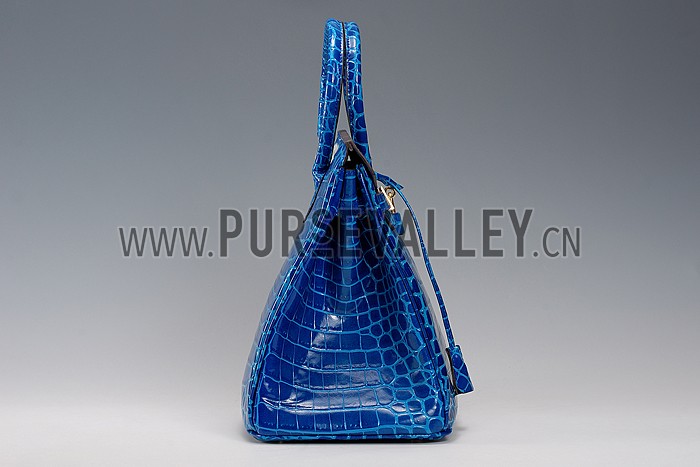 Hermes Birkin 35 Crocodile Leather Blue Brighton 608051