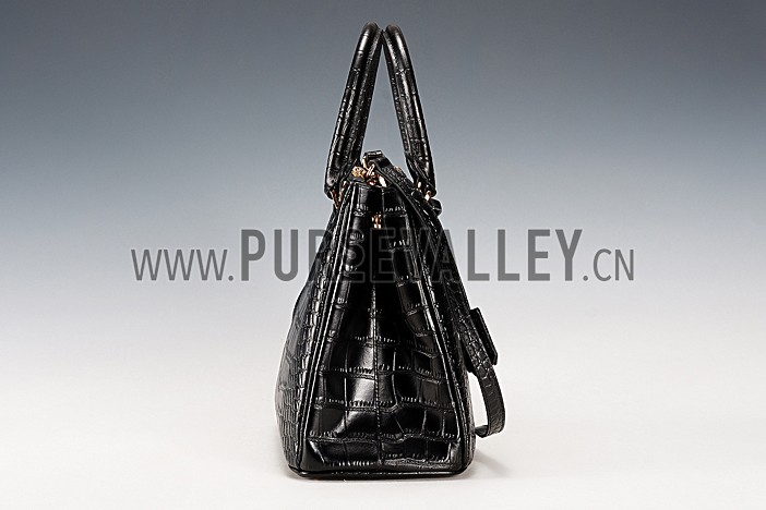 Prada Saffiano Crocodile Leather Black Bag