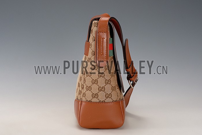 Gucci Original GG Canvas Messenger Flap Bag Brown