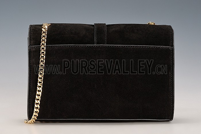 Saint Laurent Medium Fringed Suede Leather Satchel Black