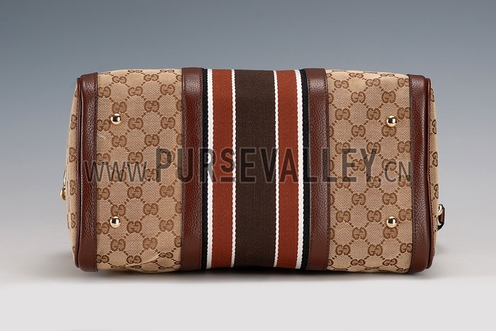 Gucci Vintage Web Boston Bag Brown