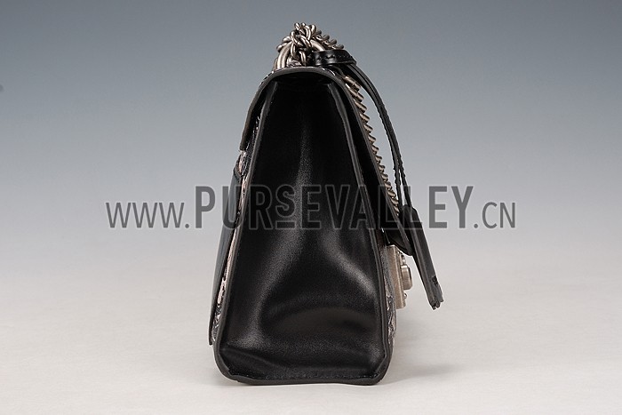 Gucci Padlock Arabesque Canvas Shoulder Bag Black