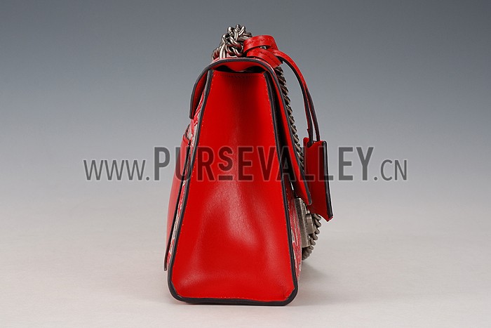 Gucci Padlock Arabesque Canvas Shoulder Bag Red
