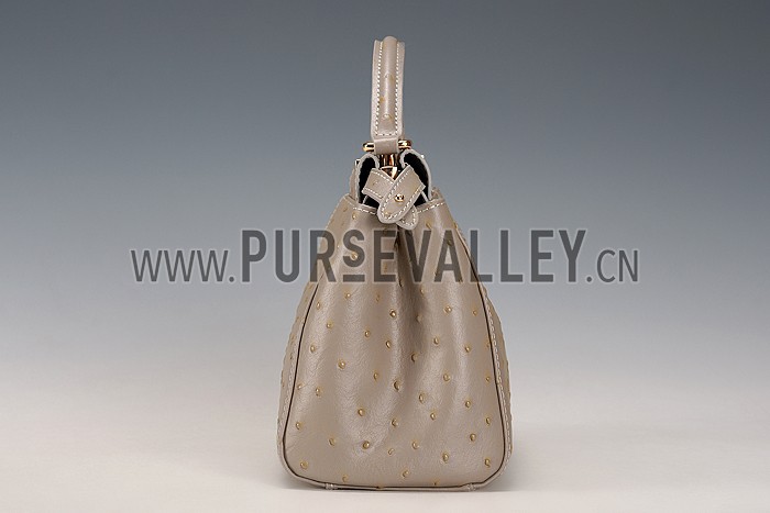 Fendi Peekaboo Mini Ostrich Leather Grey Bag