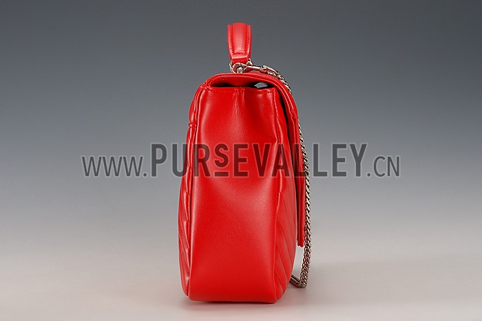 Saint Laurent College Matelasse Large Bag Red