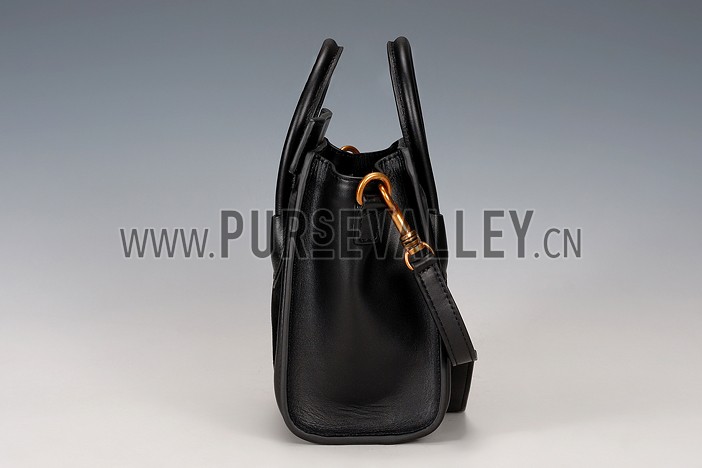 Celine Nano Luggage Black Leather and Suede