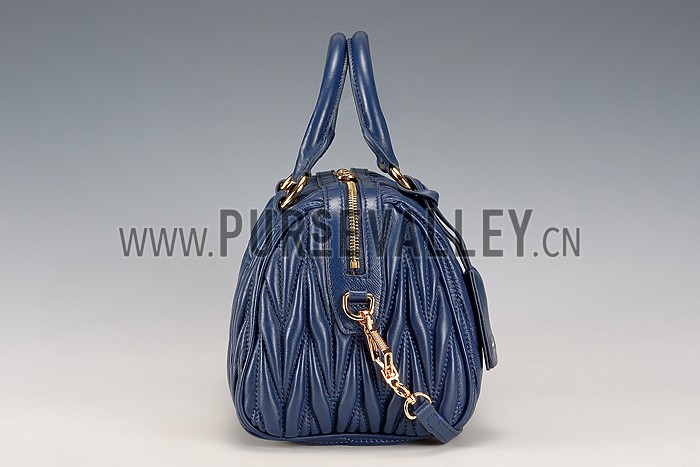 Miu Miu Matelasse Top Handle Large Dark Blue