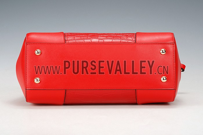 Prada Crocodile Leather Shoulder Bag Red