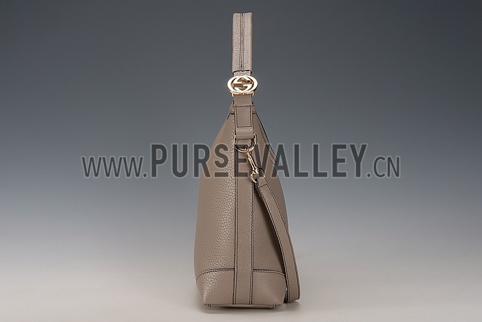 Gucci Miss GG Leather Hobo Grey
