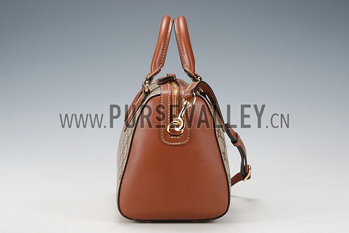 Gucci Boston Supreme Canvas Shoulder Bag Brown