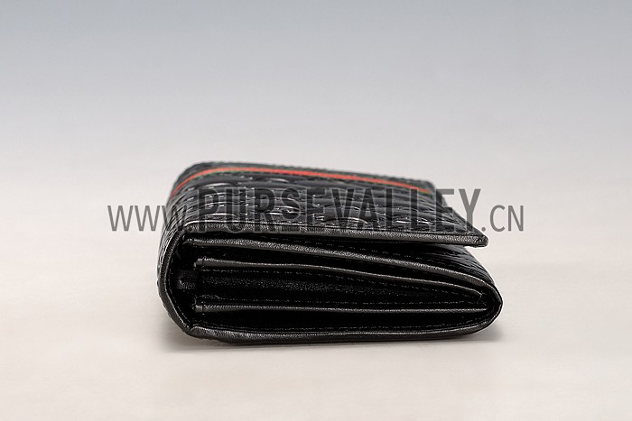 Gucci Signature Black Wallet With Web Detail