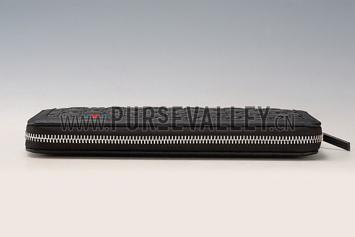 Gucci Signature Black Wrist Wallet With Web Detail