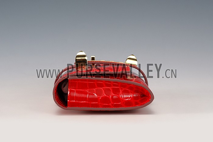 Hermes Medor Crocodile Leather Red Clutch 18926683