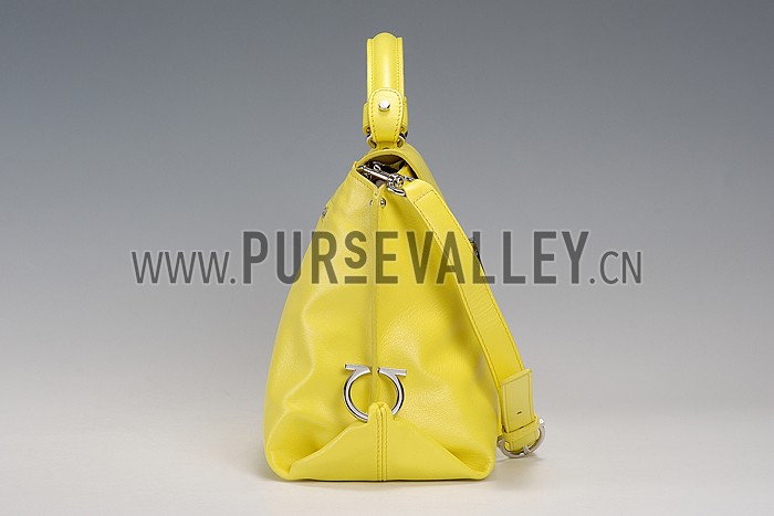 Salvatore Ferragamo Pebbled Leather Sofia Medium Yellow 608264