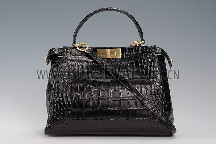 Fendi Small Peekaboo Black Leather Bag 608298