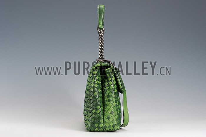 Bottega Veneta Two Toned Light Green and Green Intrecciato Nappa Bag